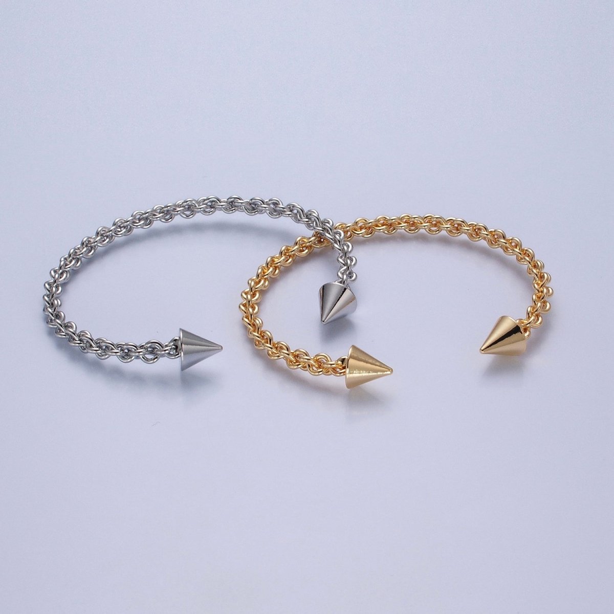 24K Gold Filled Open Rope Chain with Spike Bangle Bracelet | WA-988 WA-989 Clearance Pricing