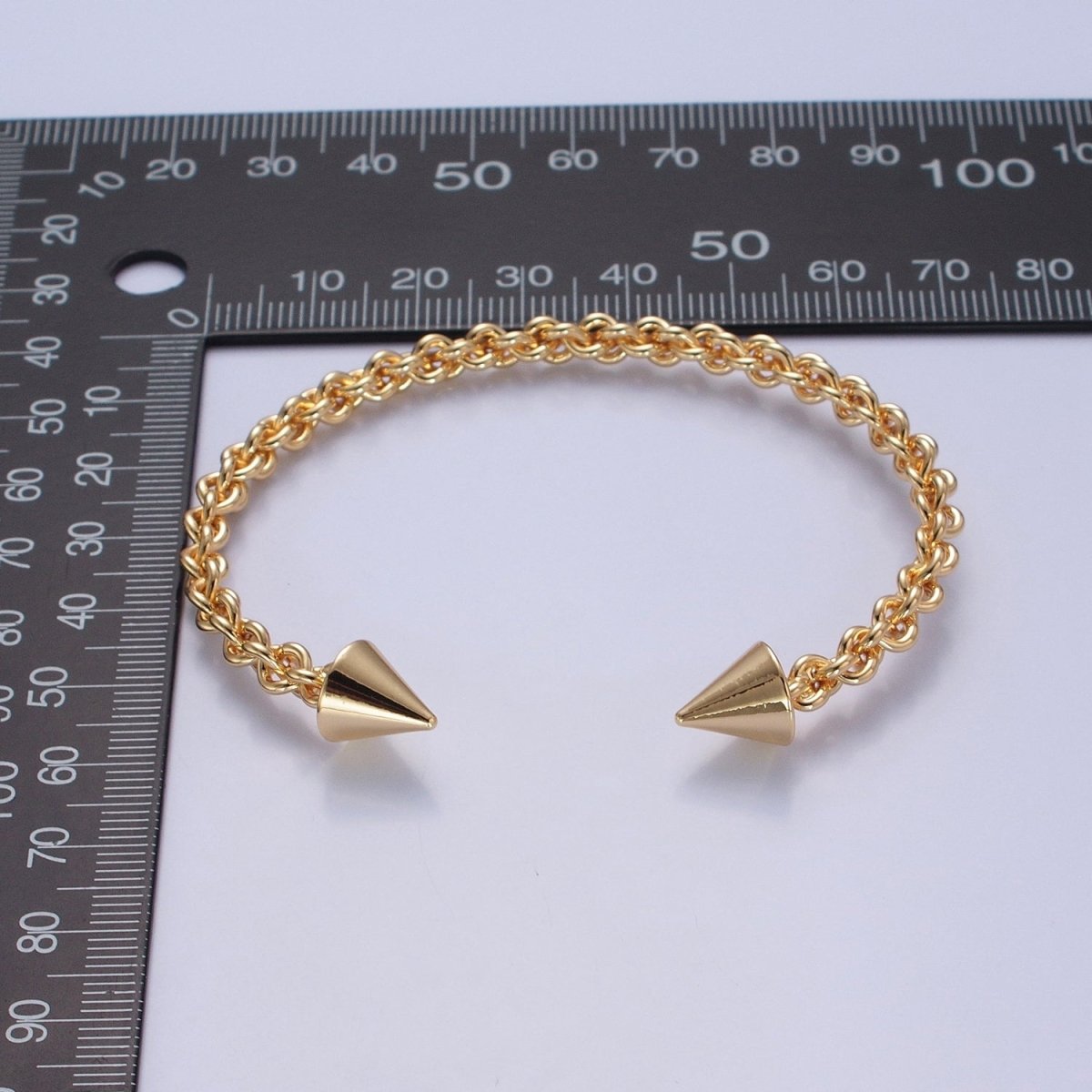 24K Gold Filled Open Rope Chain with Spike Bangle Bracelet | WA-988 WA-989 Clearance Pricing