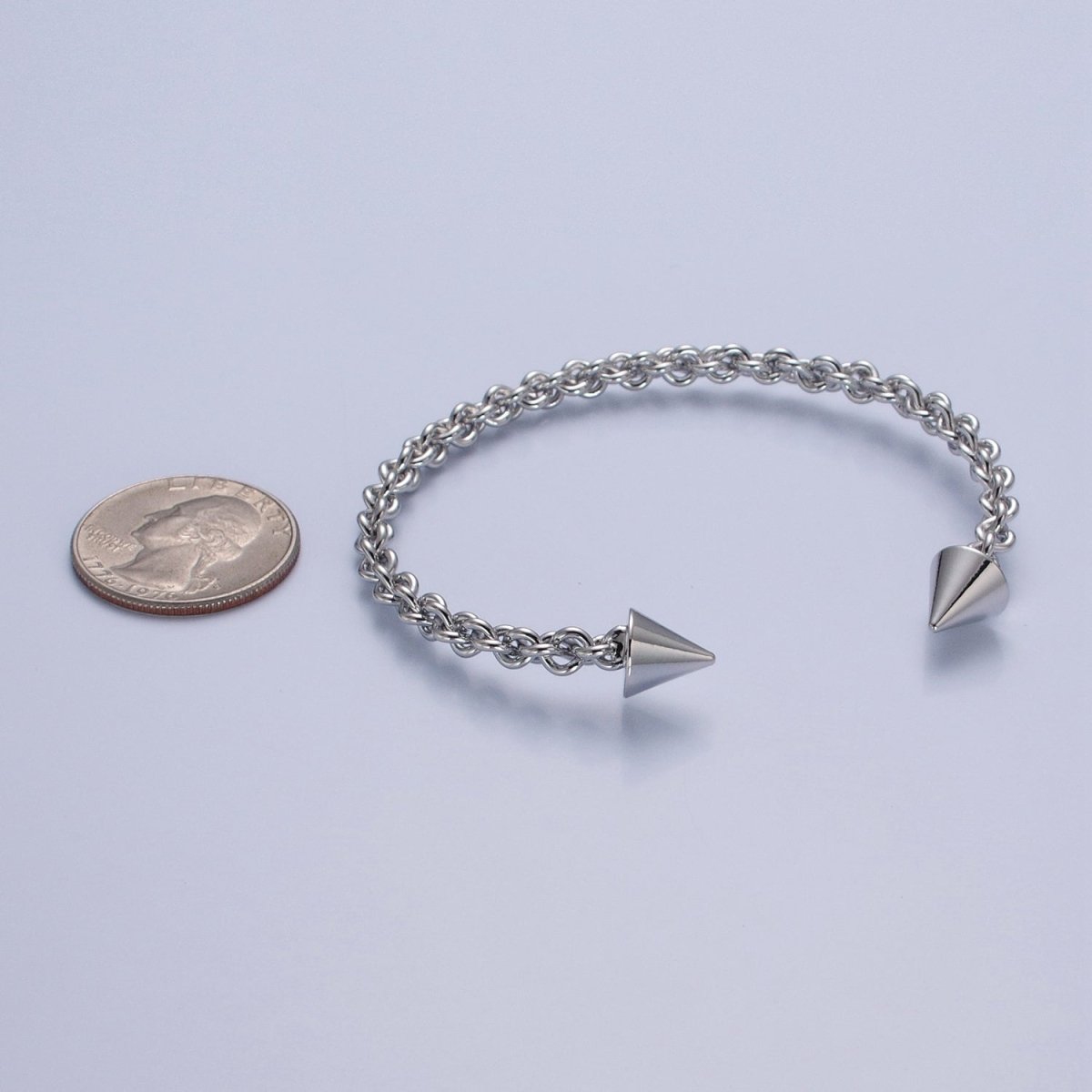 24K Gold Filled Open Rope Chain with Spike Bangle Bracelet | WA-988 WA-989 Clearance Pricing