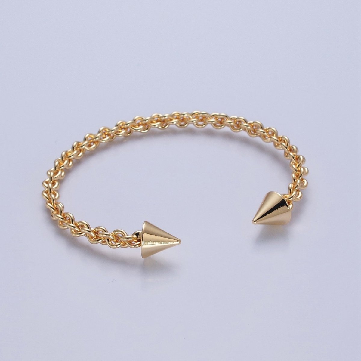 24K Gold Filled Open Rope Chain with Spike Bangle Bracelet | WA-988 WA-989 Clearance Pricing