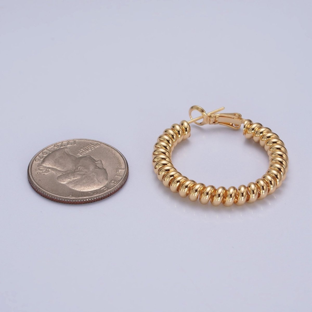 24K Gold Filled Open Spiral Cord Lever Back Hoop Earrings in Gold / Silver P-302 P-303