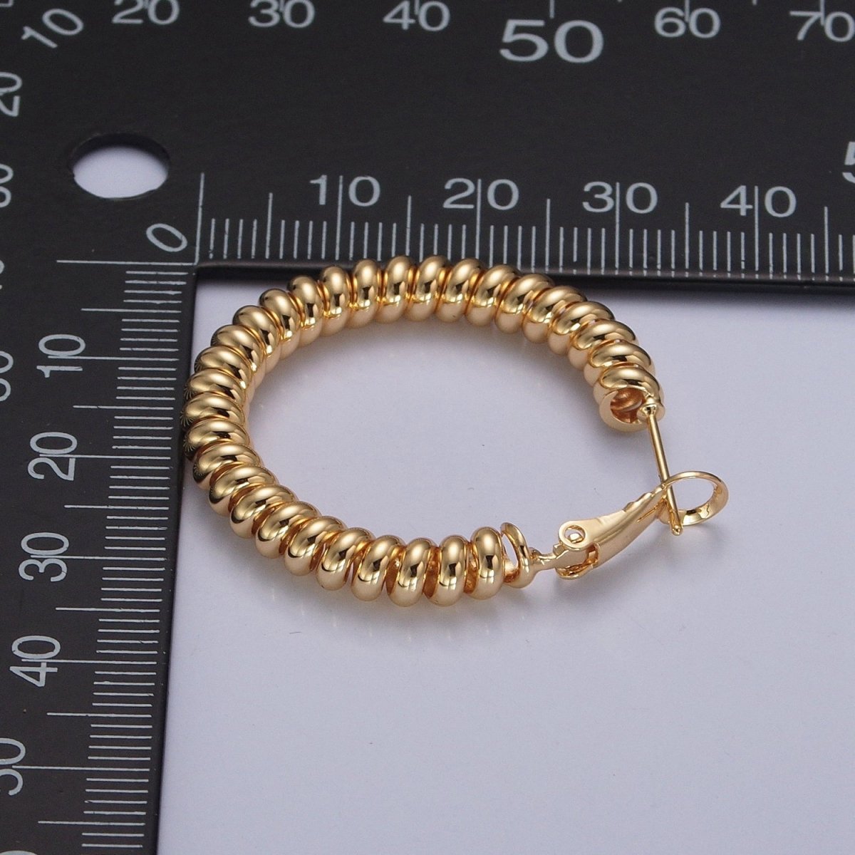 24K Gold Filled Open Spiral Cord Lever Back Hoop Earrings in Gold / Silver P-302 P-303