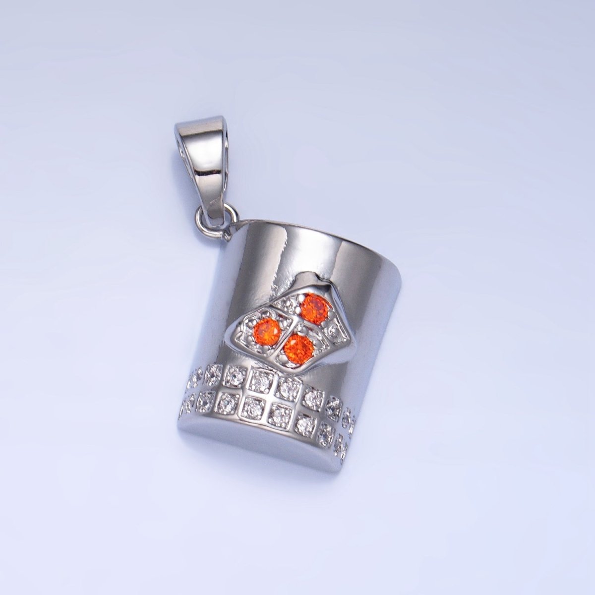 24K Gold Filled Orange CZ Micro Paved Mug Cup Drink Pendant in Gold & Silver | AA994
