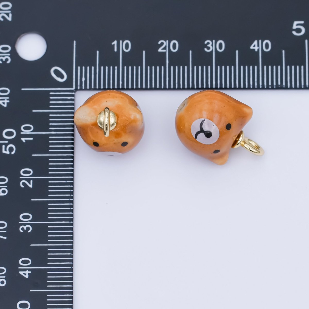 24K Gold Filled Orange Fox Forest Animal Ceramic Drop Pendant | N137 - DLUXCA