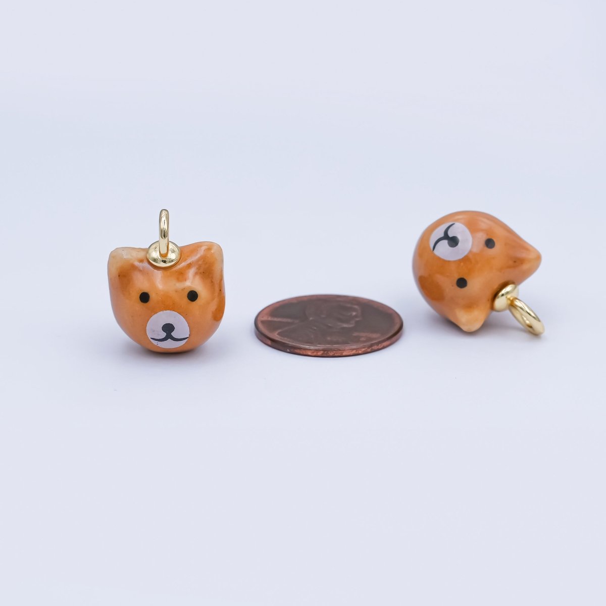 24K Gold Filled Orange Fox Forest Animal Ceramic Drop Pendant | N137 - DLUXCA