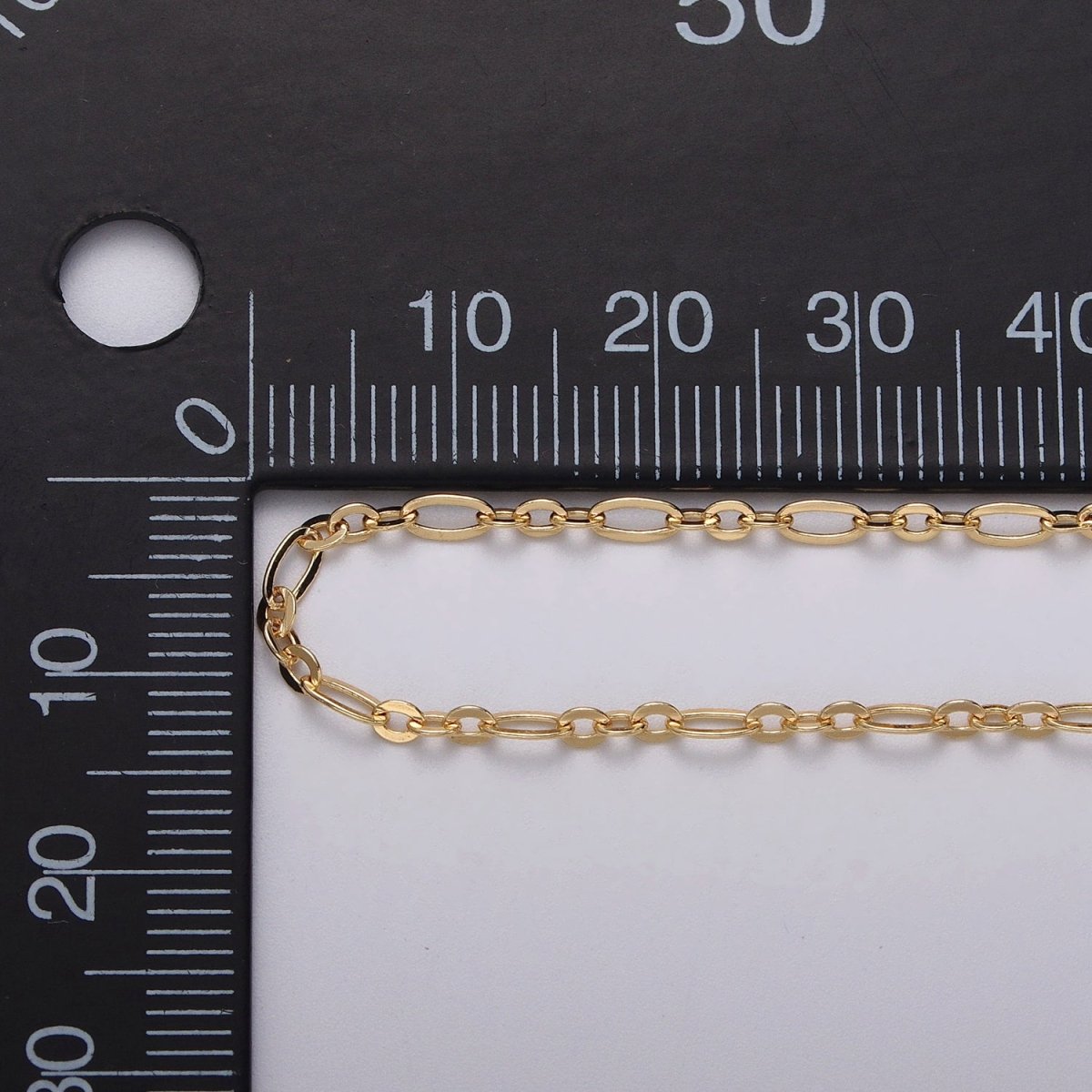 24K Gold Filled Oval Cable Link Figaro Long and Short Fancy Unfinished Chain By Yard in Gold & Silver | ROLL-1057, ROLL-1083