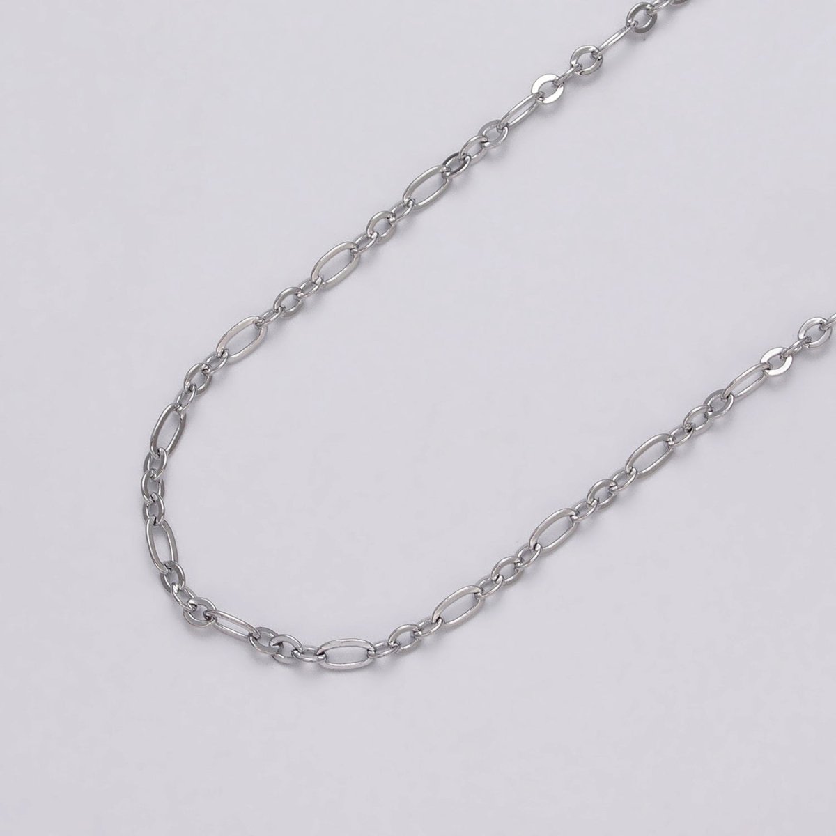 24K Gold Filled Oval Cable Link Figaro Long and Short Fancy Unfinished Chain By Yard in Gold & Silver | ROLL-1057, ROLL-1083