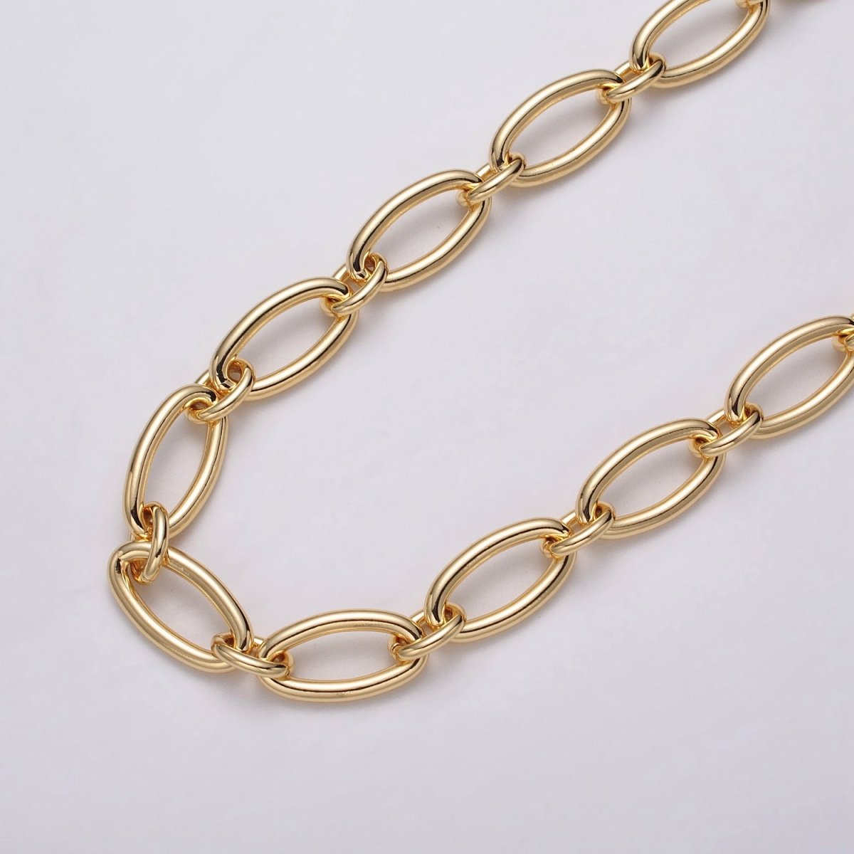 24k Gold Filled Oval Cable Link Unfinished Chain by Yard in Gold & Silver | ROLL-1101 ROLL-1204 Clearance Pricing