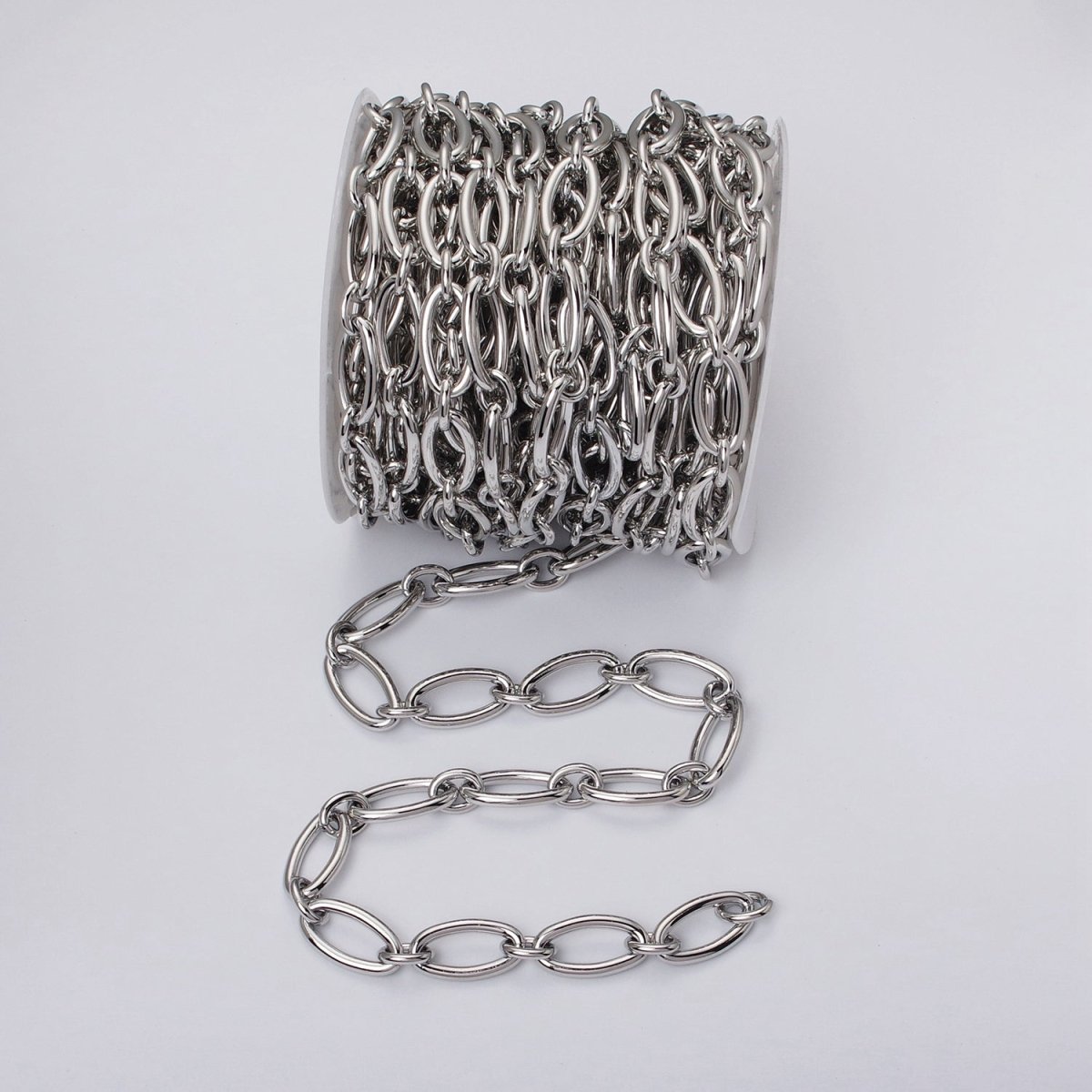 24k Gold Filled Oval Cable Link Unfinished Chain by Yard in Gold & Silver | ROLL-1101 ROLL-1204 Clearance Pricing