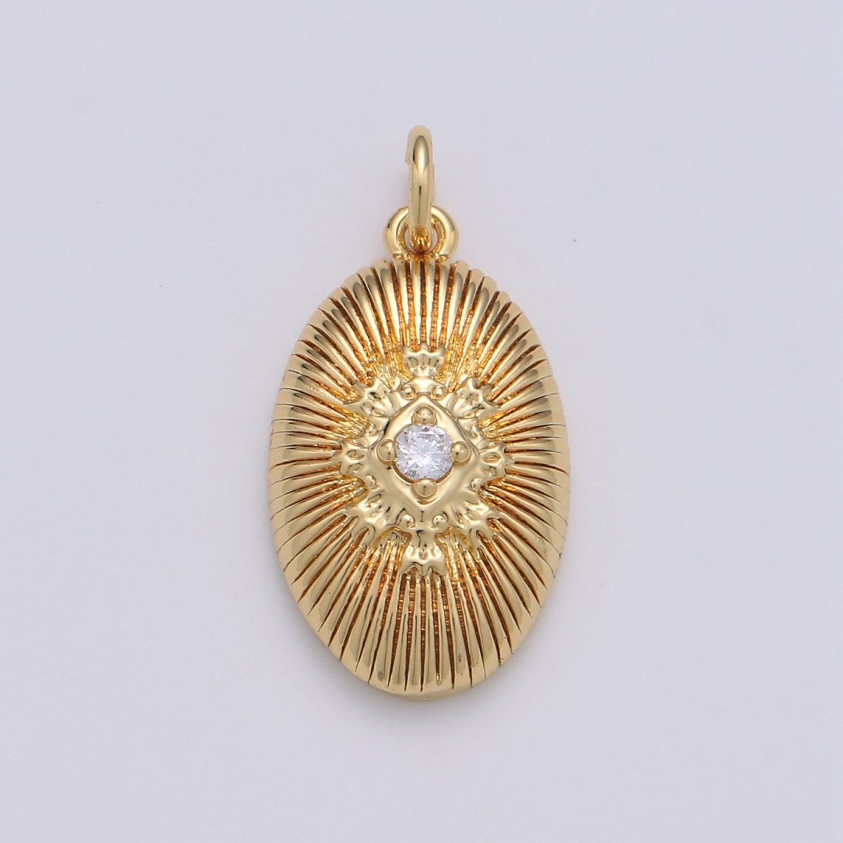 24k Gold Filled Oval Charms, Cubic Inner Radiance Pendant, Dainty Pendant Oval Charm for Bracelet Earring Necklace DIY D-643 - DLUXCA