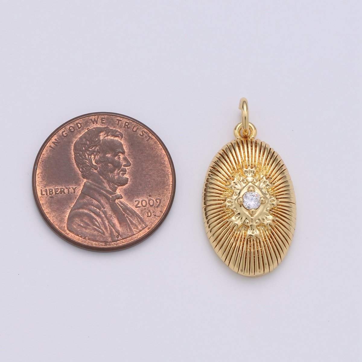 24k Gold Filled Oval Charms, Cubic Inner Radiance Pendant, Dainty Pendant Oval Charm for Bracelet Earring Necklace DIY D-643 - DLUXCA