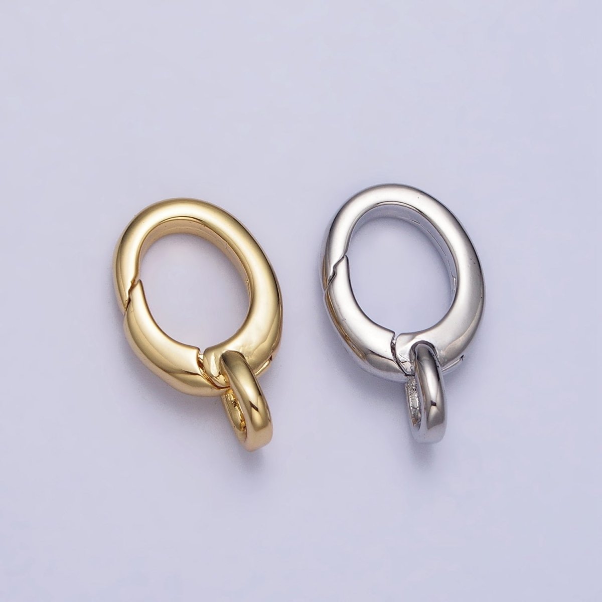 24K Gold Filled Oval Push Triggerless Clasps Jewelry Closure Supply in Gold & Silver | Z-123 Z-124