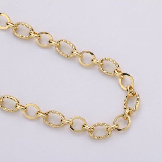 24K Gold Filled Oval ROLO Cable Chain by Yard, Link Cable Twisted Chain, Unfinished Chain For Jewelry Making | ROLL-348 Clearance Pricing