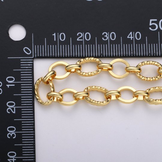 24K Gold Filled Oval ROLO Cable Chain by Yard, Link Cable Twisted Chain, Unfinished Chain For Jewelry Making | ROLL-348 Clearance Pricing