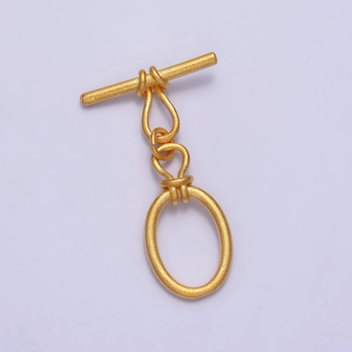 24K Gold Filled Oval Tie Knot Matte Gold Toggle Clasps Closure Supply | Z-090 - DLUXCA