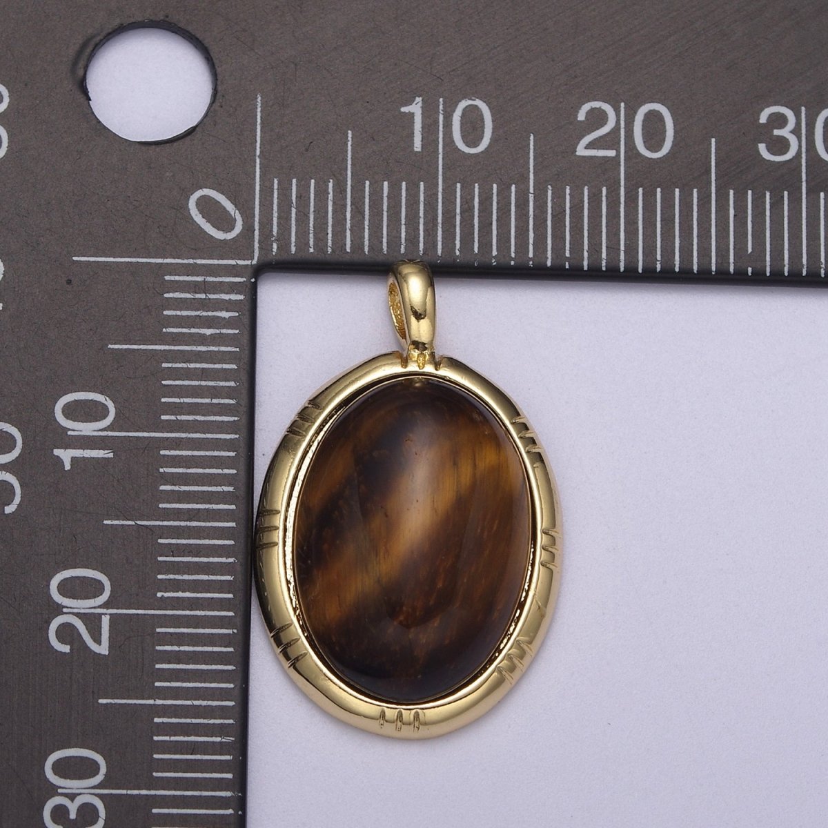 24K Gold Filled Oval Tiger Eye, Dark Green Aventurine, Fuchsia Agate Natural Healing Gemstone Pendant H-332 - H-334