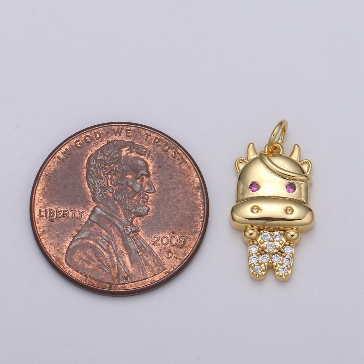 24K Gold Filled Ox Charm Gold Cartoon Style Ox Charm Chinese Zodiac 2021 New Year Animal Charm Kawaii Jewelry for Necklace Bracelet,E-078 - DLUXCA
