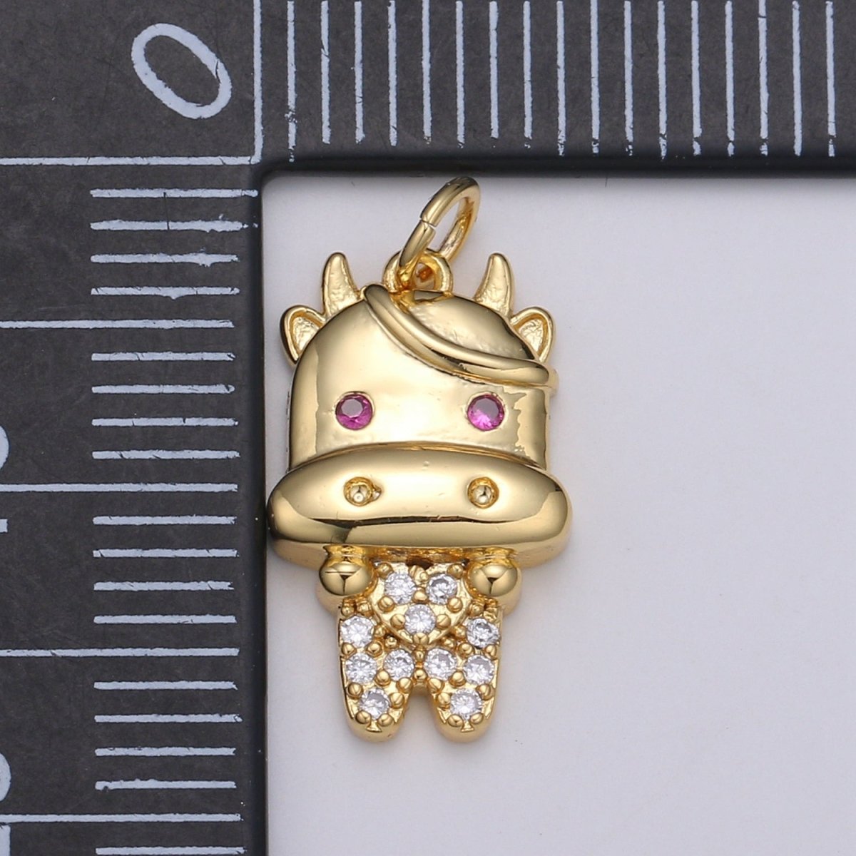 24K Gold Filled Ox Charm Gold Cartoon Style Ox Charm Chinese Zodiac 2021 New Year Animal Charm Kawaii Jewelry for Necklace Bracelet,E-078 - DLUXCA