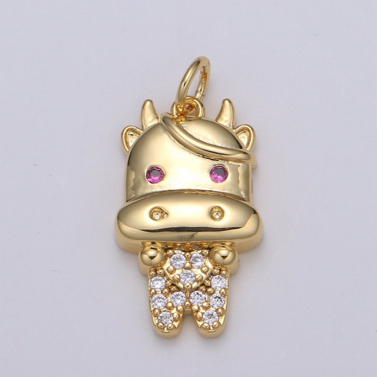 24K Gold Filled Ox Charm Gold Cartoon Style Ox Charm Chinese Zodiac 2021 New Year Animal Charm Kawaii Jewelry for Necklace Bracelet,E-078 - DLUXCA