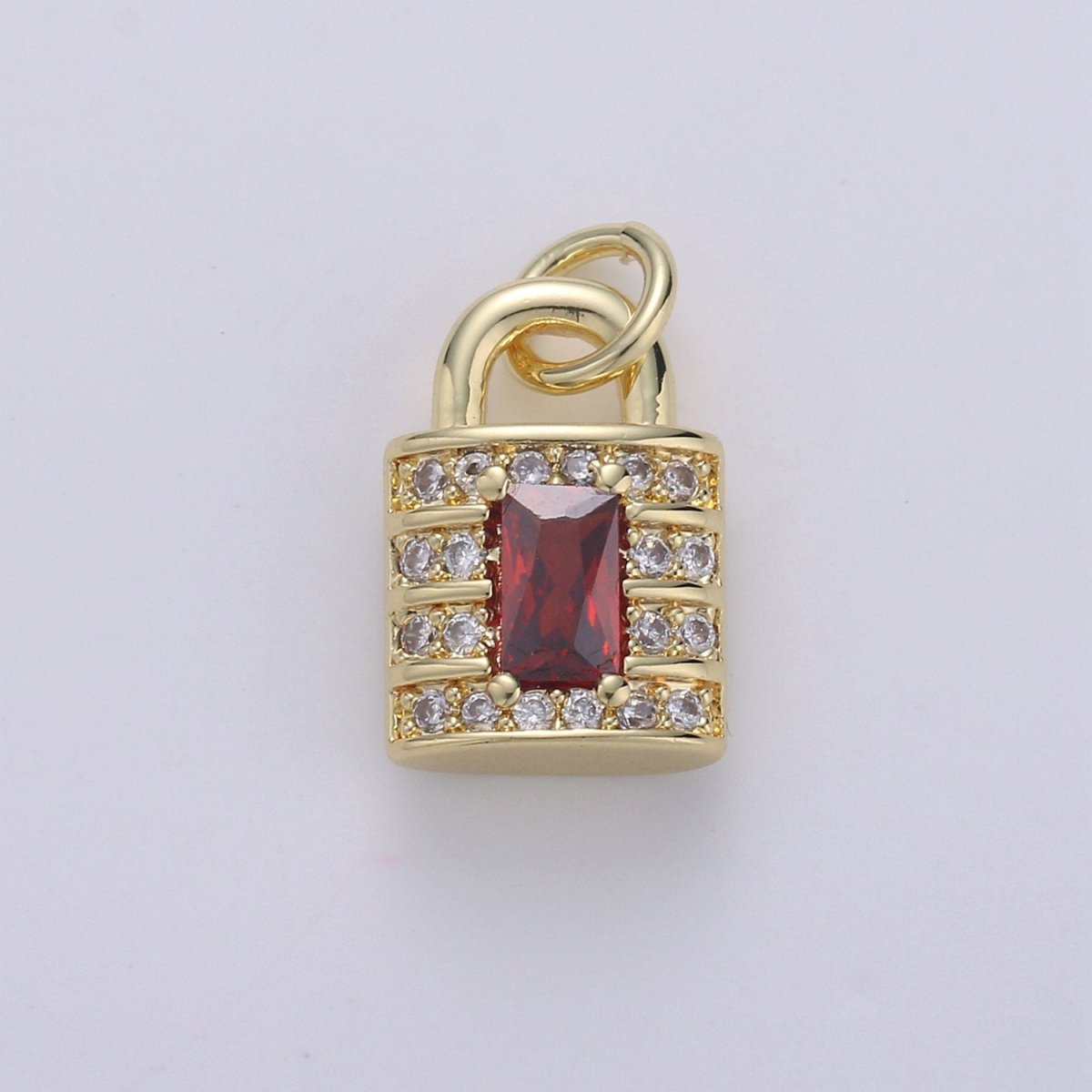 24k Gold Filled Padlock Charms, Dainty Lock Charms, Padlock Pendant, Gold Charm, Micro Pave Padlock Bracelet Necklace Charms, 15x8mm D-572 - DLUXCA