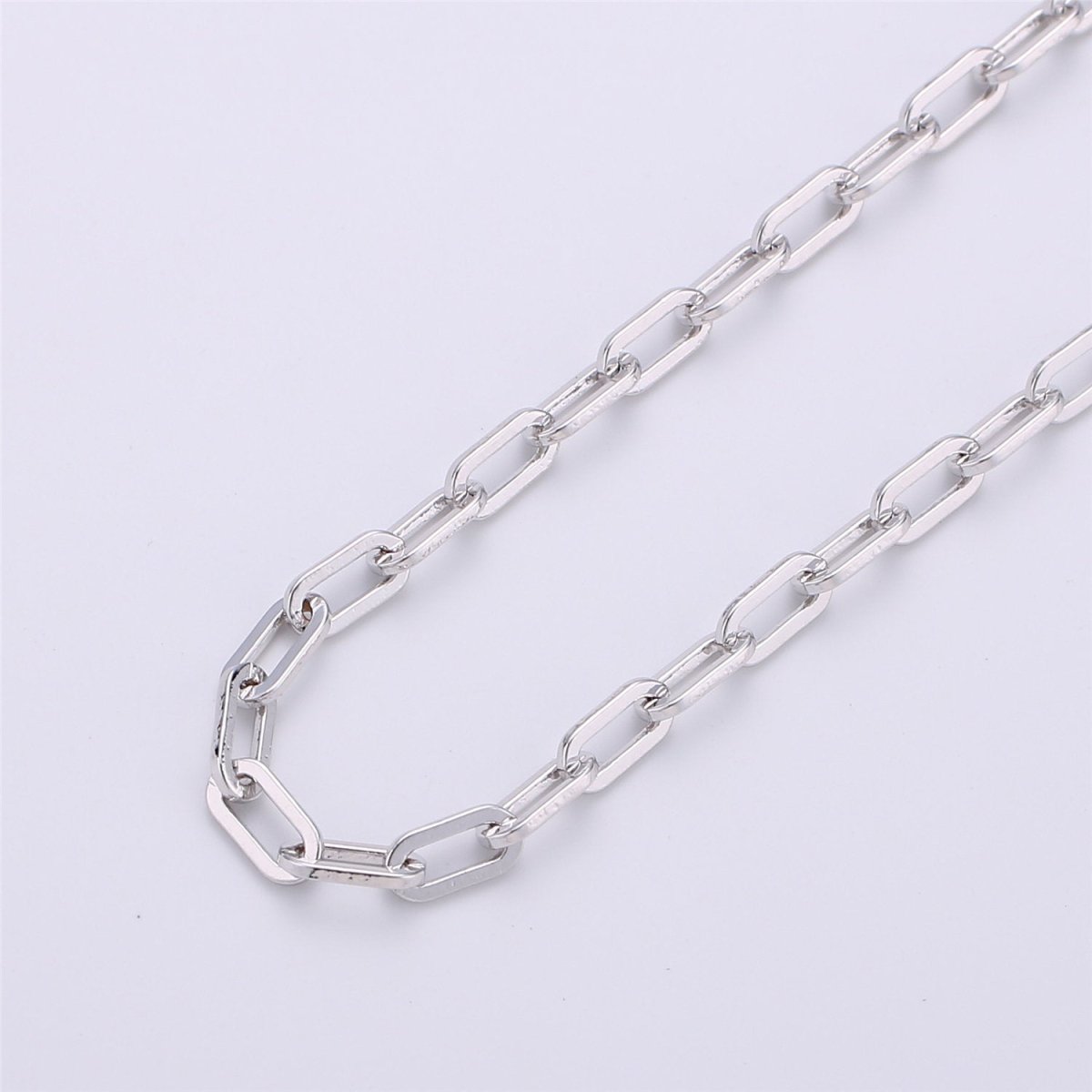 24K Gold Filled PAPER CLIP Chain, Elongated Rectangle Oval Chain, 3mm x 7mm Chain by Yard, Unfinished Chain for DIY Jewelry Supply | ROLL-121, ROLL-122, ROLL-123, ROLL-124