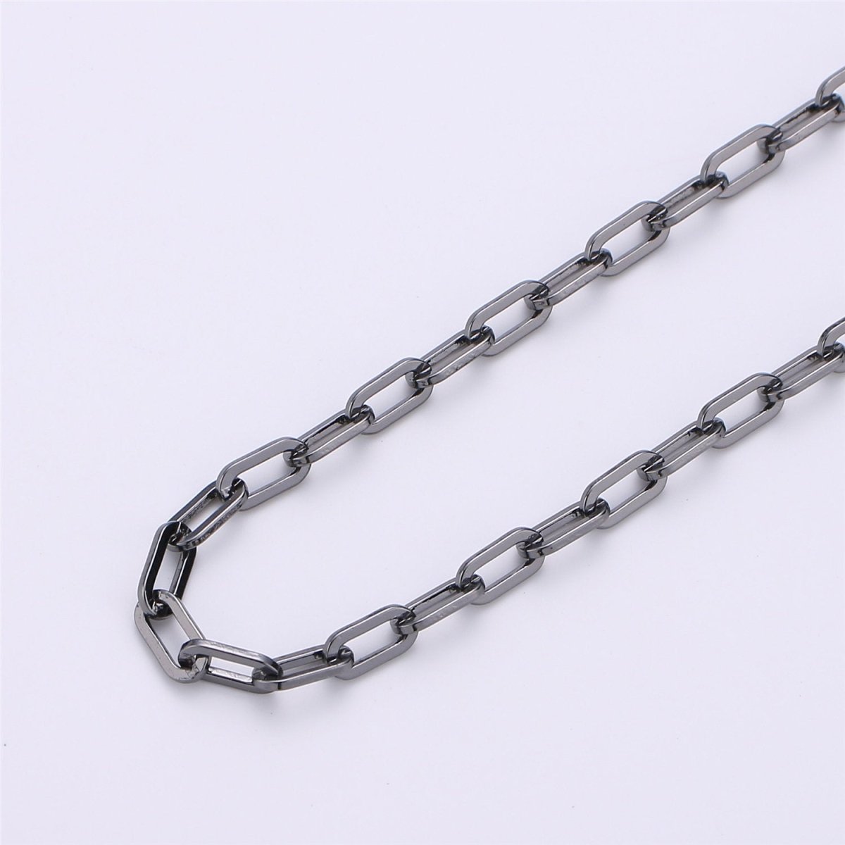 24K Gold Filled PAPER CLIP Chain, Elongated Rectangle Oval Chain, 3mm x 7mm Chain by Yard, Unfinished Chain for DIY Jewelry Supply | ROLL-121, ROLL-122, ROLL-123, ROLL-124