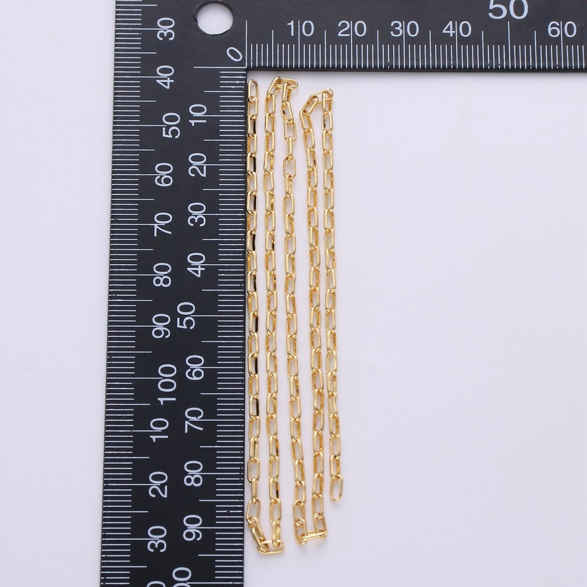 24K Gold Filled Paper Clip Chain, Elongated Rectangle Oval Paper Clip Chain, 3mm Chain By Yard, Unfinished Chain For DIY, Jewelry Supply Component | ROLL-228