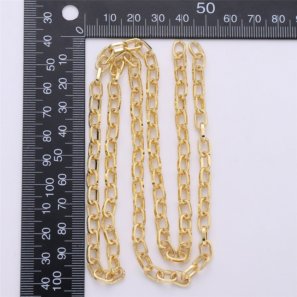 24K Gold Filled Paper Clip Chain, Unfinished Chain by Yard, Rectangle Drawn for Bracelet, Necklace Jewelry Making Supply 6x10mm | ROLL-092, ROLL-093 Clearance Pricing