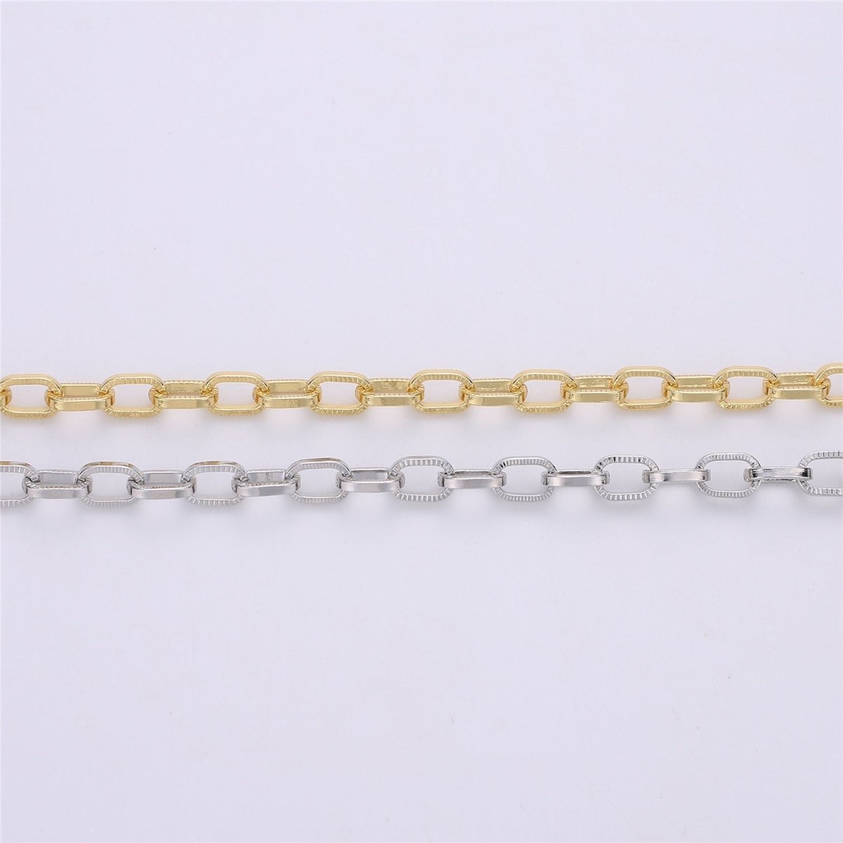 24K Gold Filled Paper Clip Chain, Unfinished Chain by Yard, Rectangle Drawn for Bracelet, Necklace Jewelry Making Supply 6x10mm | ROLL-092, ROLL-093 Clearance Pricing