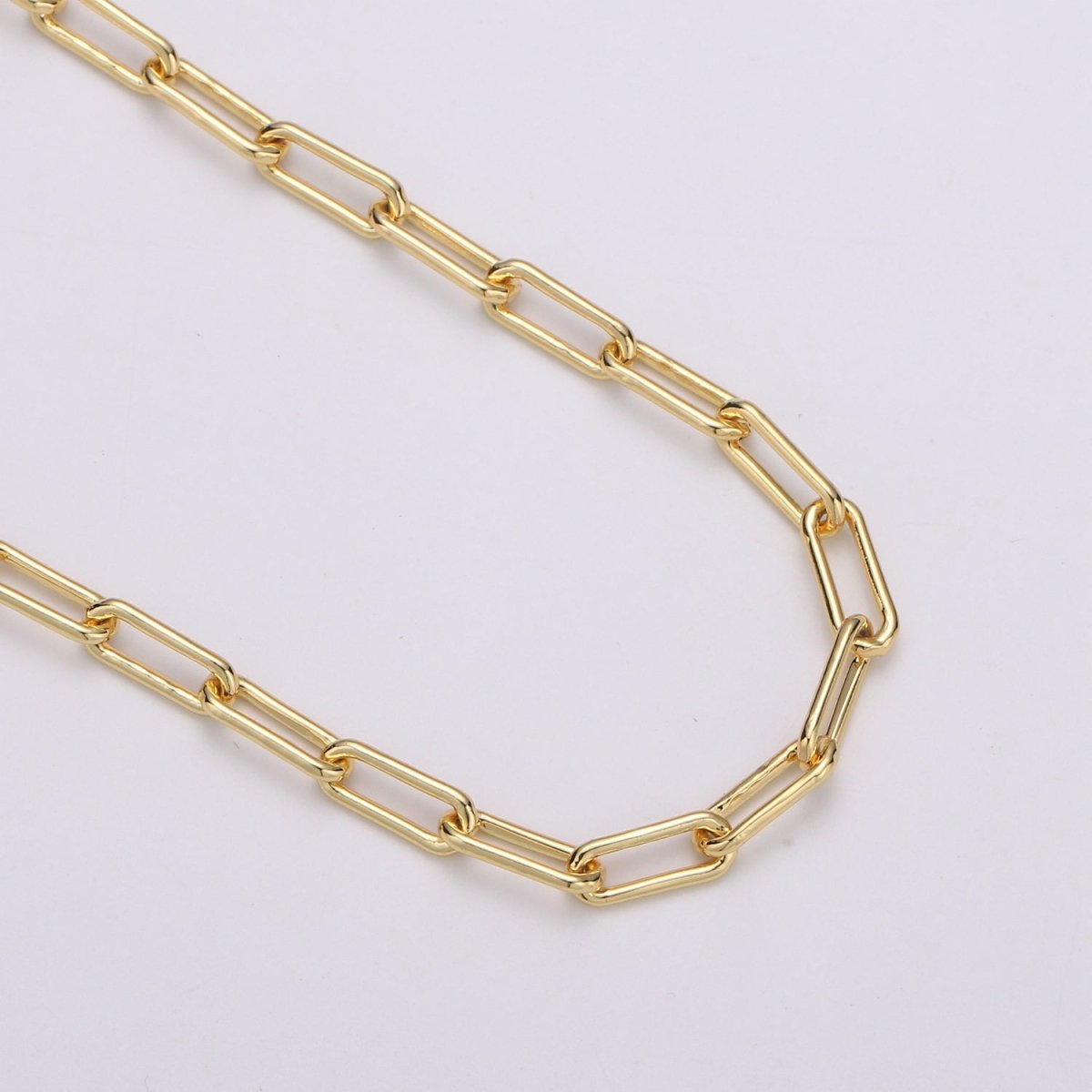 24K Gold Filled Paperclip Cable Chain by Yard, Bold Cable Elongated Chain, Wholesale Unfinished Chain | ROLL-374 ROLL-260
