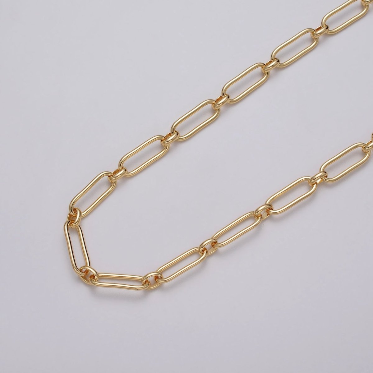 24k Gold Filled PaperClip Cable Link Unfinished Chain by Yard in Gold & Silver | ROLL-1127 ROLL-1203 Clearance Pricing