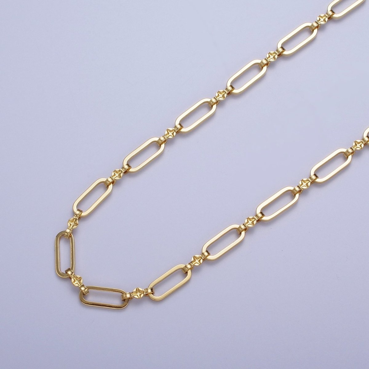 24K Gold Filled Paperclip Engraved Figure Eight Link Unfinished Bulk Unique Chain Jewelry Component | ROLL-856 Clearance Pricing - DLUXCA