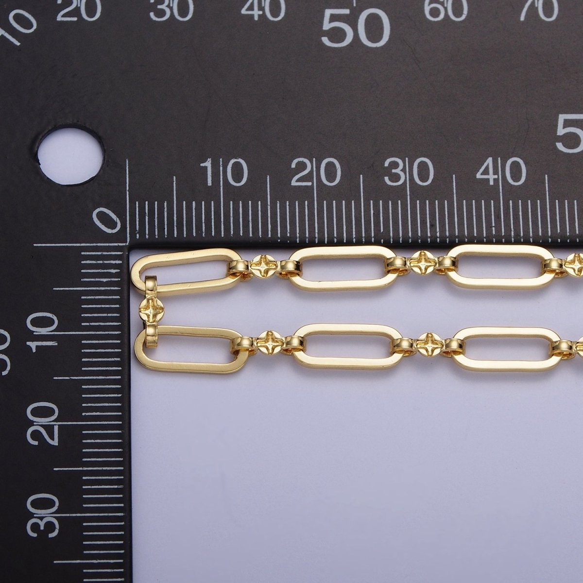 24K Gold Filled Paperclip Engraved Figure Eight Link Unfinished Bulk Unique Chain Jewelry Component | ROLL-856 Clearance Pricing - DLUXCA