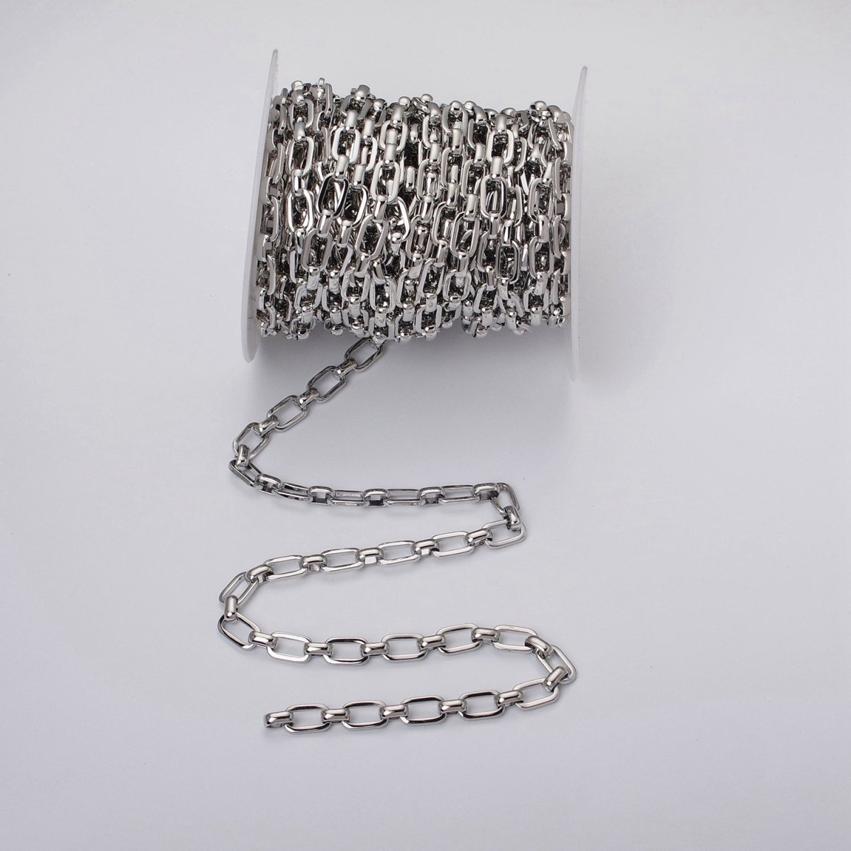 24k Gold Filled PaperClip Wide Link Unfinished 7mm Chain by Yard in Gold & Silver | ROLL-1109 ROLL-1198 Clearance Pricing