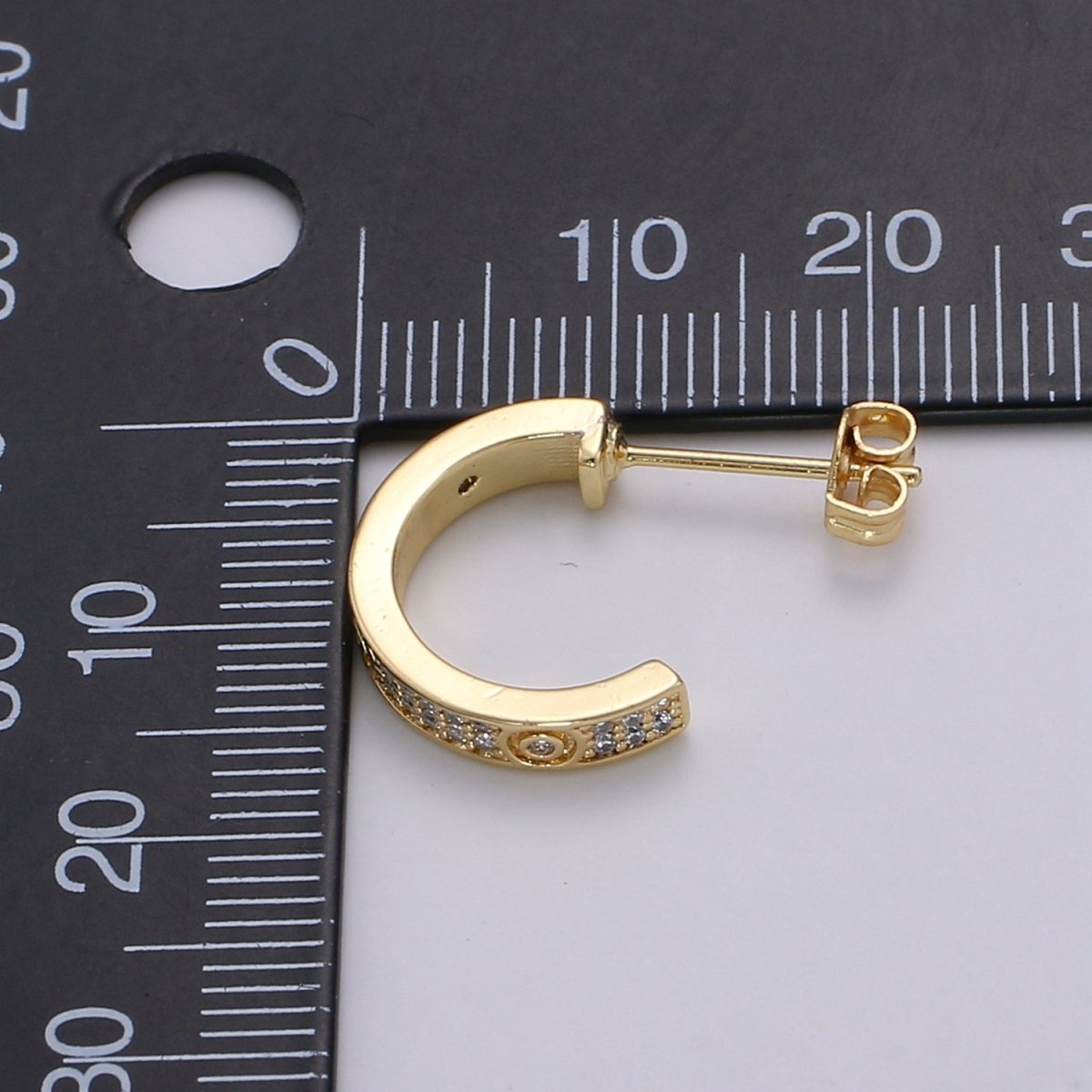 24K Gold filled Pave CZ Stud Earring, White Gold filled Micro Pave Earring for DIY Earring Craft Supply Jewelry Making Q-387 Q-388