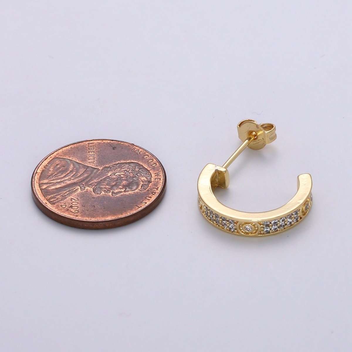 24K Gold filled Pave CZ Stud Earring, White Gold filled Micro Pave Earring for DIY Earring Craft Supply Jewelry Making Q-387 Q-388