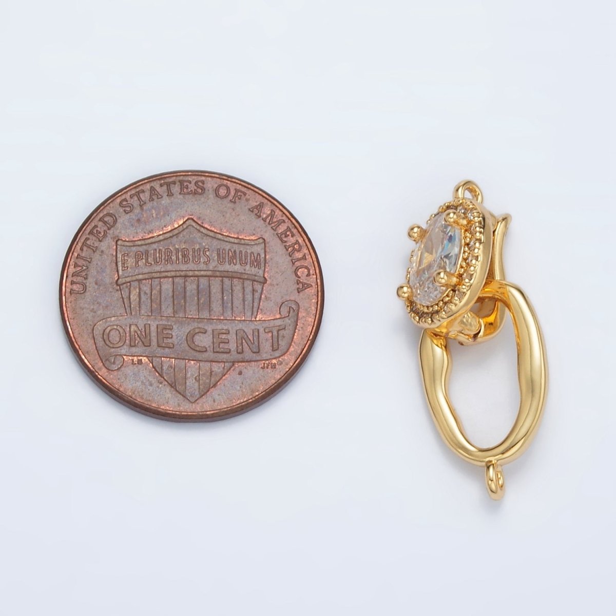 24K Gold Filled Paved CZ Ovel with Snap Lock Latch Closure Findings Set | Z - 890 - DLUXCA