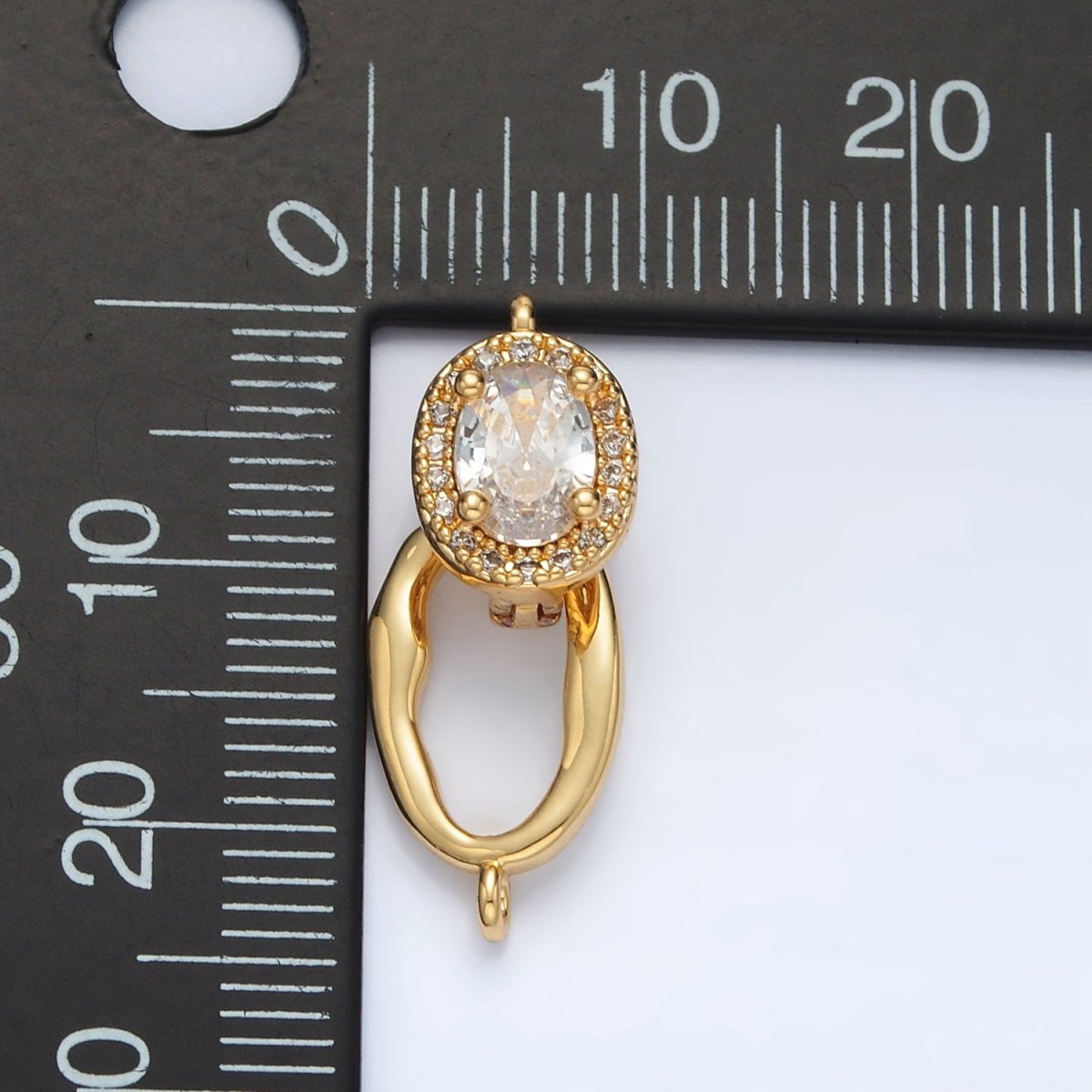 24K Gold Filled Paved CZ Ovel with Snap Lock Latch Closure Findings Set | Z - 890 - DLUXCA