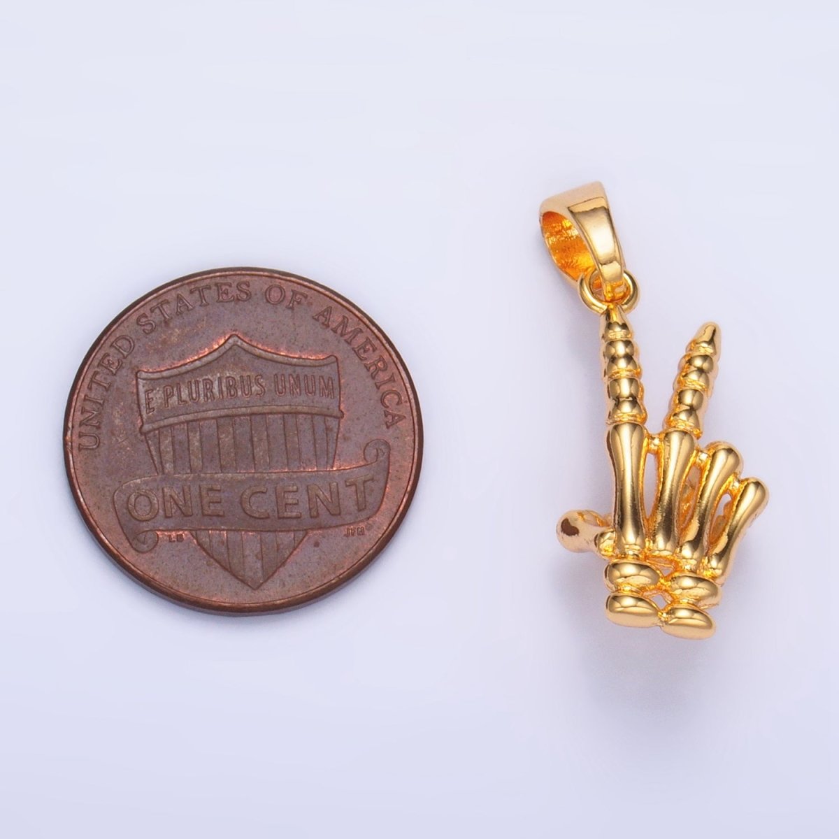 24K Gold Filled Peace Sign Hand Gesture Skeleton Multidimensional Pendant in Gold & Silver | AA1001