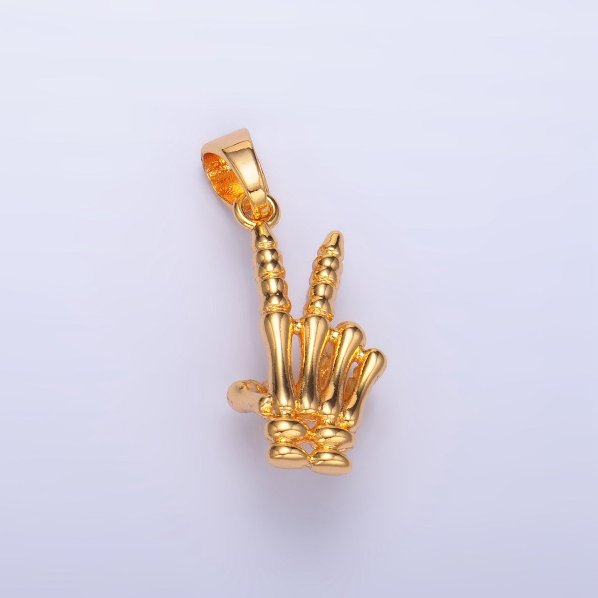 24K Gold Filled Peace Sign Hand Gesture Skeleton Multidimensional Pendant in Gold & Silver | AA1001