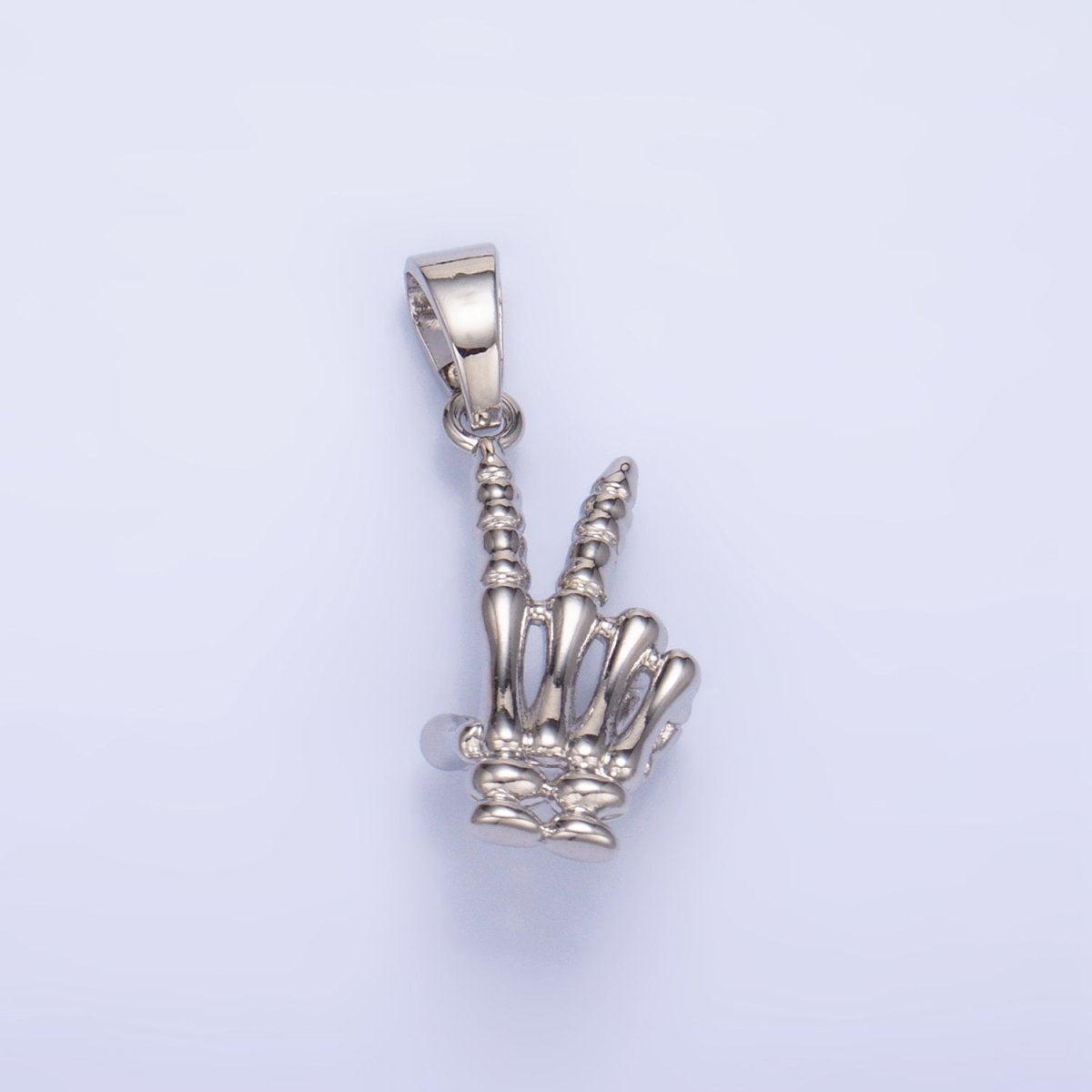 24K Gold Filled Peace Sign Hand Gesture Skeleton Multidimensional Pendant in Gold & Silver | AA1001