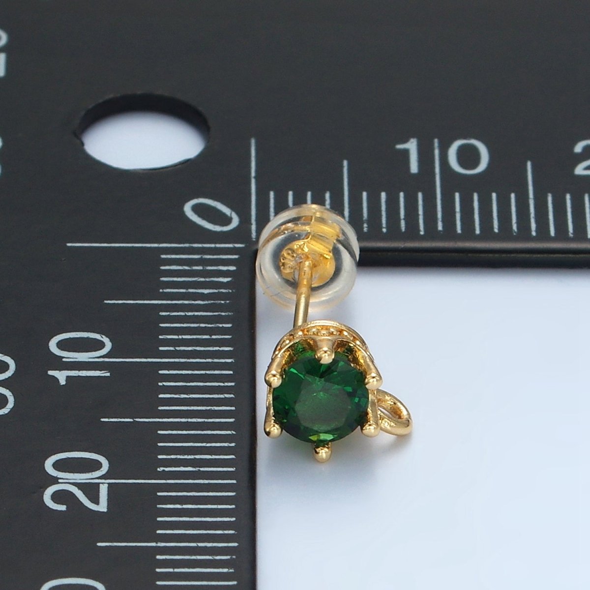 24K Gold Filled Peach, Green, Orange, Clear, Pink, Olive, Purple CZ Open Loop Drop Stud Earrings Findings | Z946 - Z952