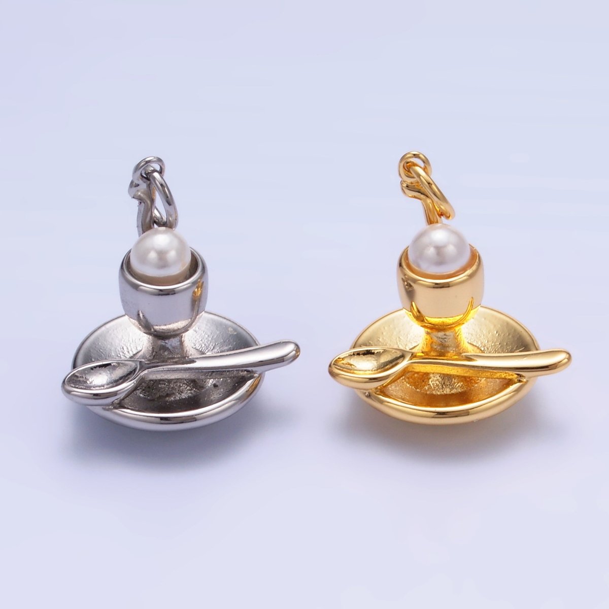 24K Gold Filled Pearl Ice Cream Sundae Dessert Food Charm in Gold & Silver | W427