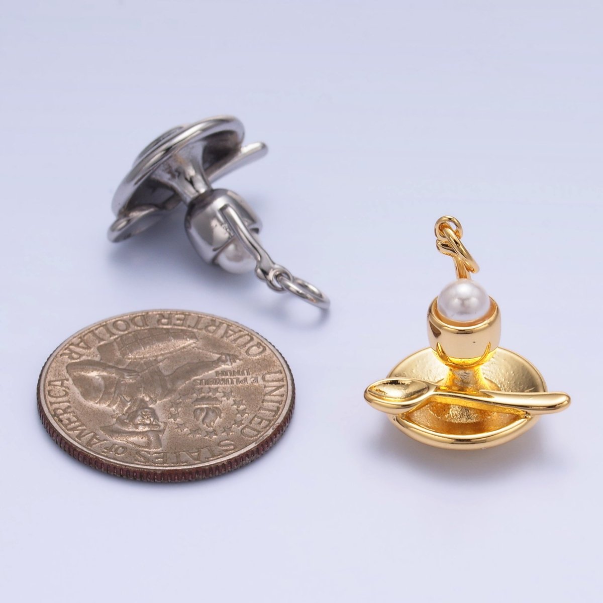 24K Gold Filled Pearl Ice Cream Sundae Dessert Food Charm in Gold & Silver | W427