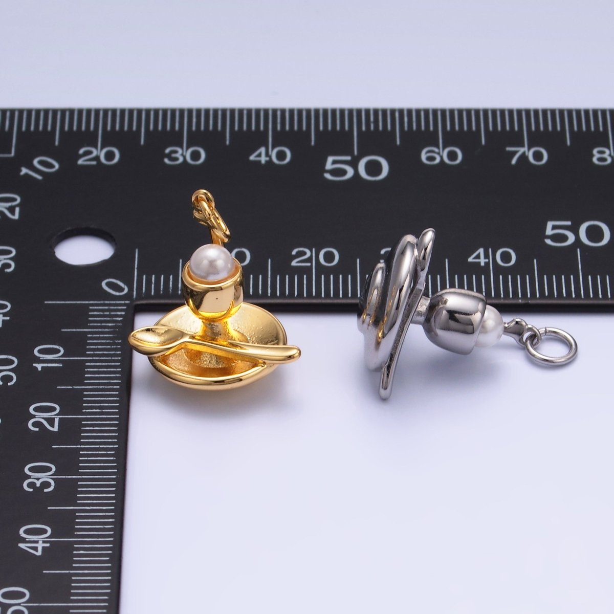 24K Gold Filled Pearl Ice Cream Sundae Dessert Food Charm in Gold & Silver | W427