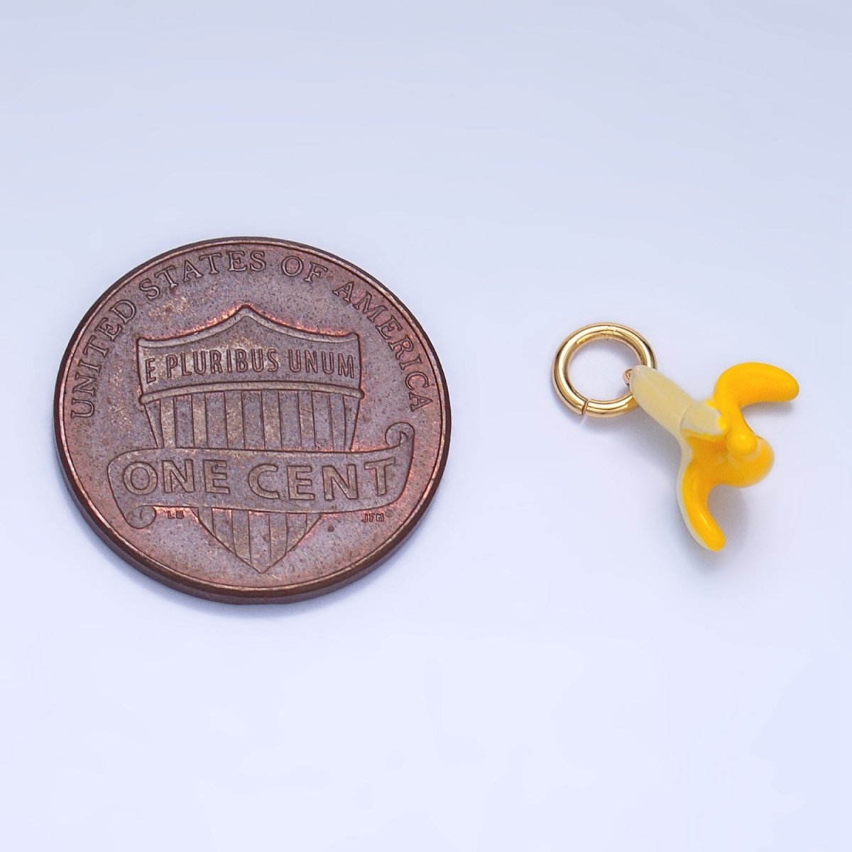 24K Gold Filled Peeled Banana Fruit Enamel Mini Multidimensional Charm | W058
