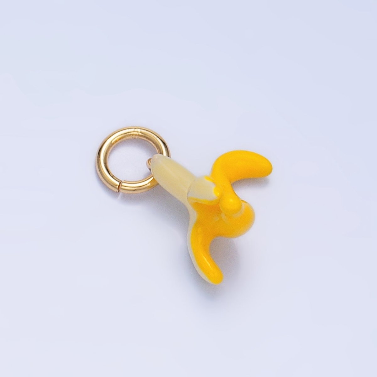 24K Gold Filled Peeled Banana Fruit Enamel Mini Multidimensional Charm | W058
