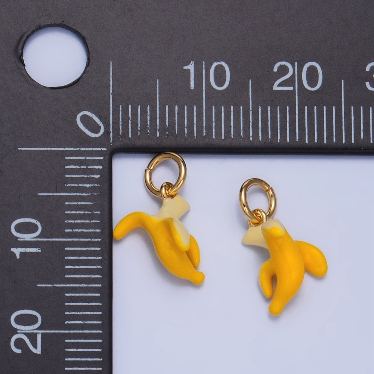 24K Gold Filled Peeled Banana Fruit Enamel Mini Multidimensional Charm | W058