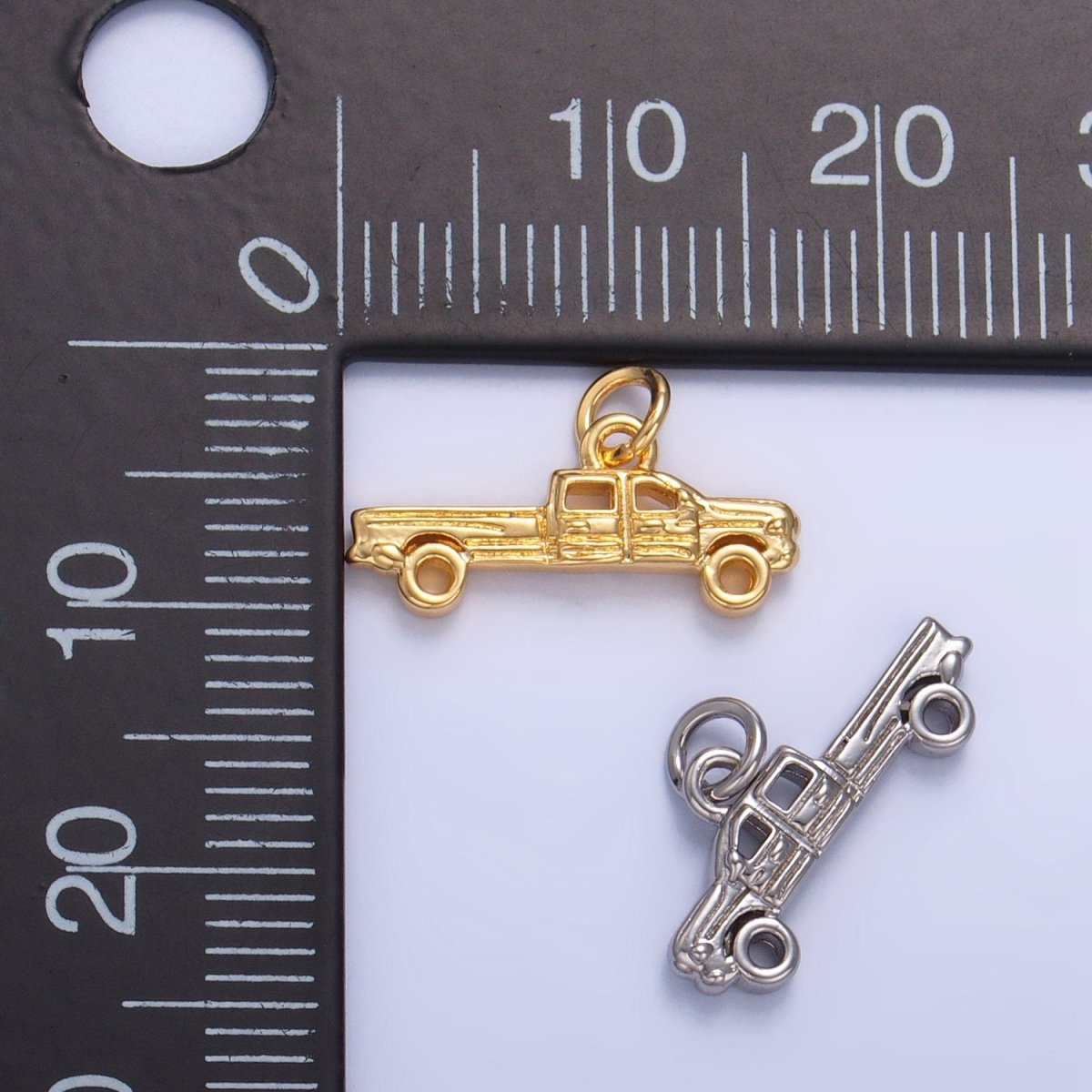 24K Gold Filled Pick Up Truck Vehicle Multidimensional Charm in Gold & Silver | W077