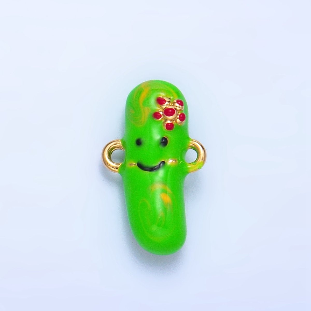 24K Gold Filled Pickle Cucumber Fruit Enamel Connector in Gold & Silver | F766